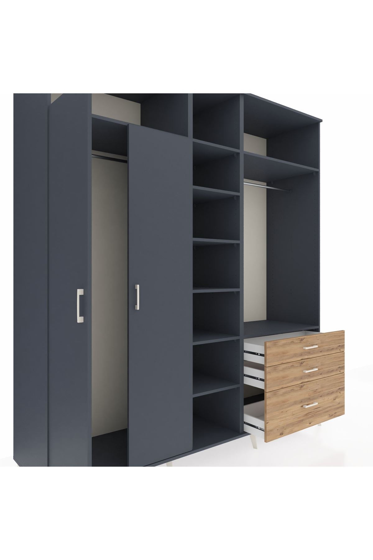 Kronos Dolap 9 Raflı 3 Çekmeceli 2 Askılı 220x59x243 - S784M028V18C