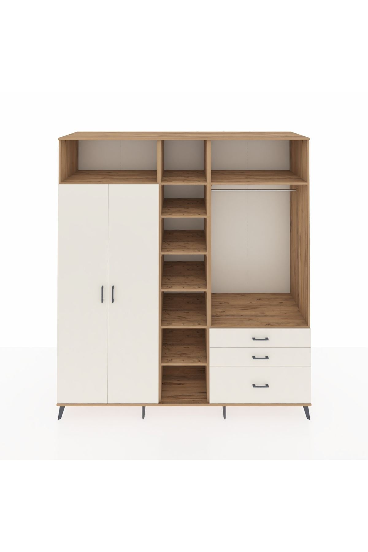 Kronos Dolap 9 Raflı 3 Çekmeceli 2 Askılı 220x59x243 - S784M028V22C