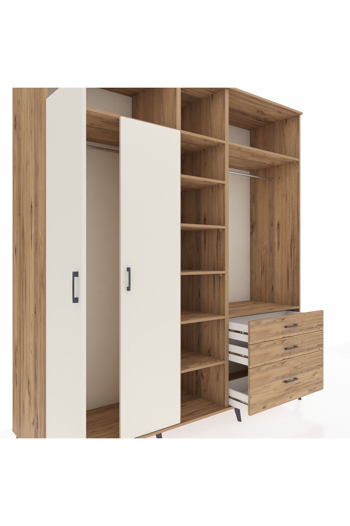 Kronos Dolap 9 Raflı 3 Çekmeceli 2 Askılı 220x59x243 - S784M028V24C