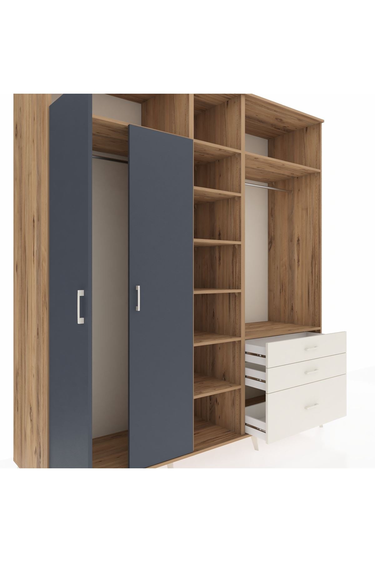 Kronos Dolap 9 Raflı 3 Çekmeceli 2 Askılı 220x59x243 - S784M028V25C