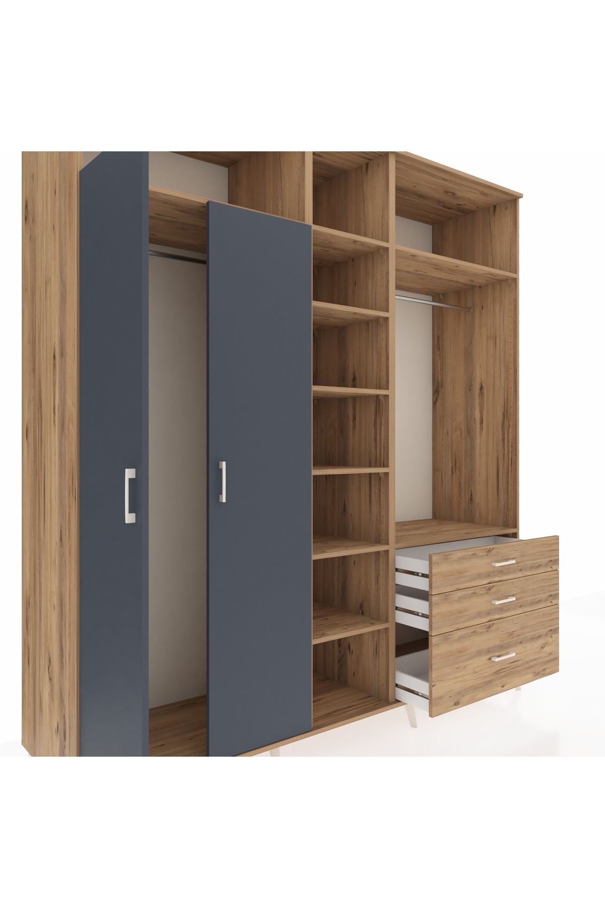 Kronos Dolap 9 Raflı 3 Çekmeceli 2 Askılı 220x59x243 - S784M028V27C