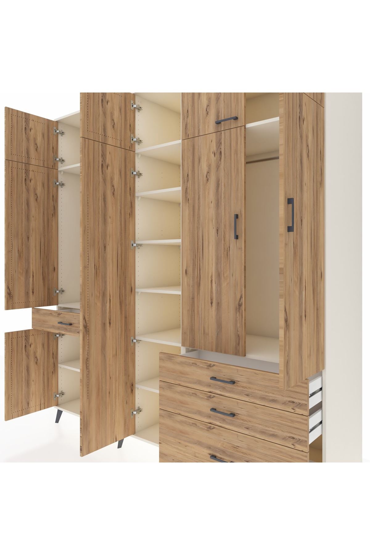 Kronos Dolap 11 Raflı 4 Çekmeceli 2 Askılı 220x59x243 - S784M029V03C