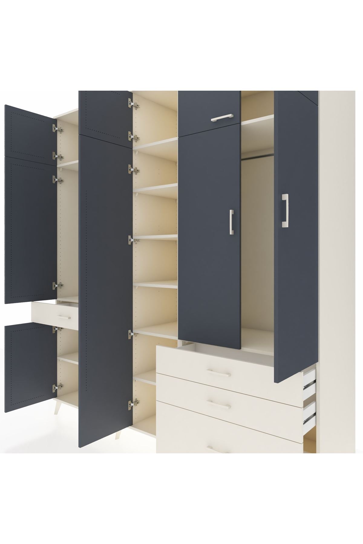 Kronos Dolap 11 Raflı 4 Çekmeceli 2 Askılı 220x59x243 - S784M029V07C