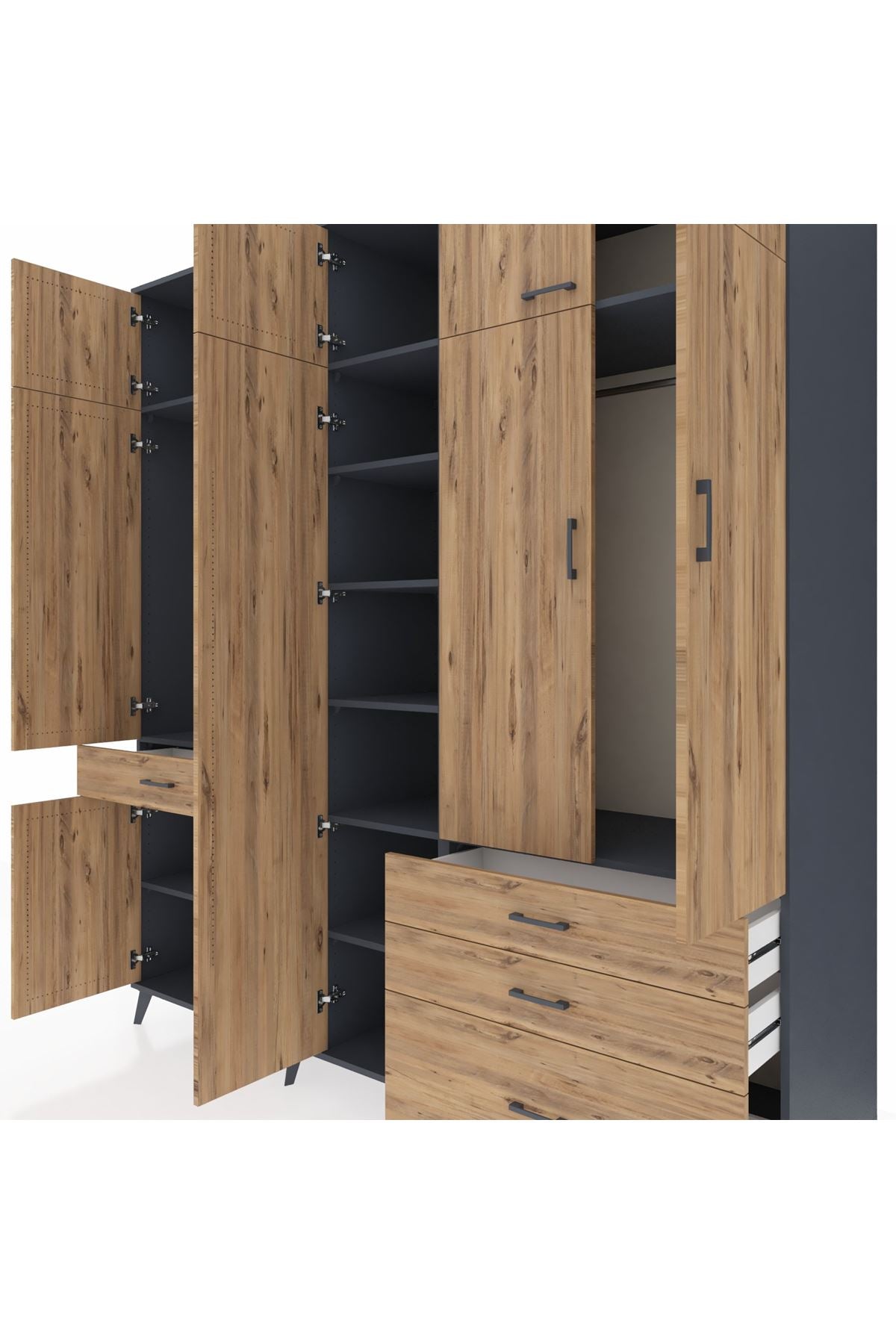 Kronos Dolap 11 Raflı 4 Çekmeceli 2 Askılı 220x59x243 - S784M029V12C