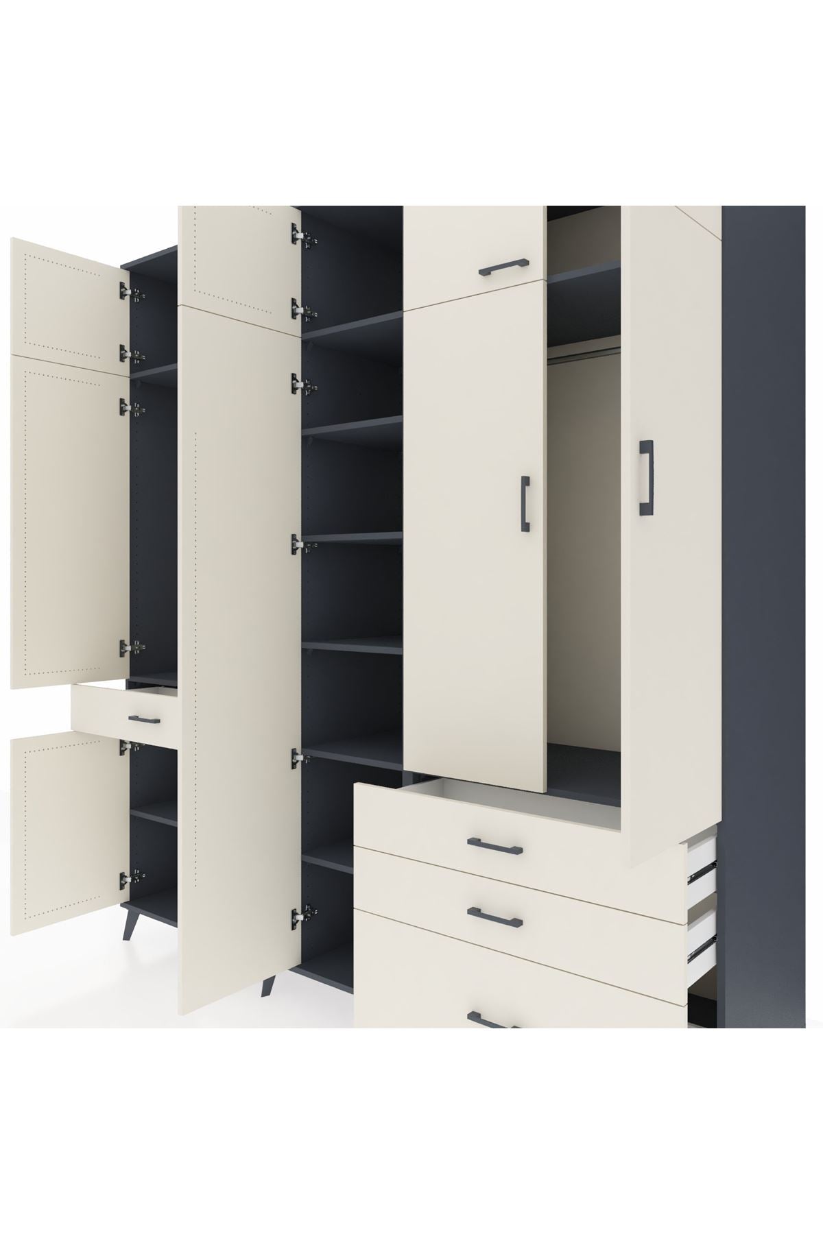 Kronos Dolap 11 Raflı 4 Çekmeceli 2 Askılı 220x59x243 - S784M029V13C