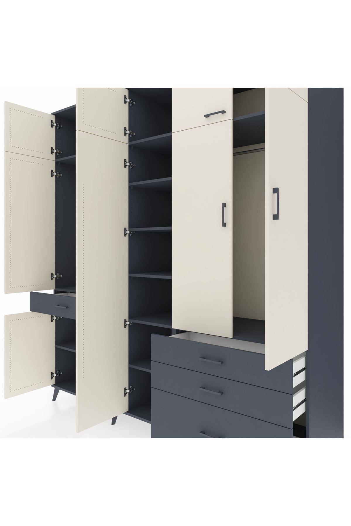 Kronos Dolap 11 Raflı 4 Çekmeceli 2 Askılı 220x59x243 - S784M029V14C