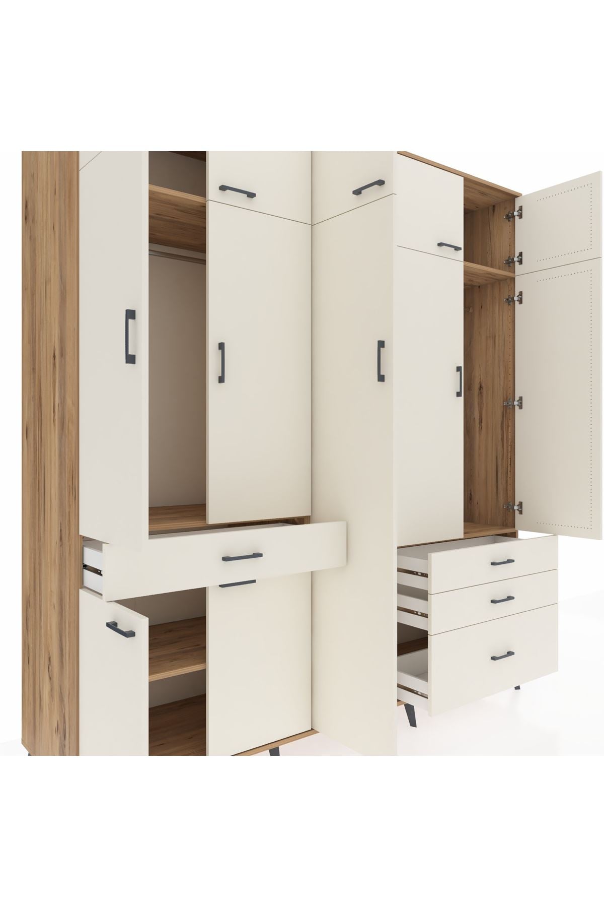 Kronos Dolap 11 Raflı 4 Çekmeceli 2 Askılı 220x59x243 - S784M029V22C