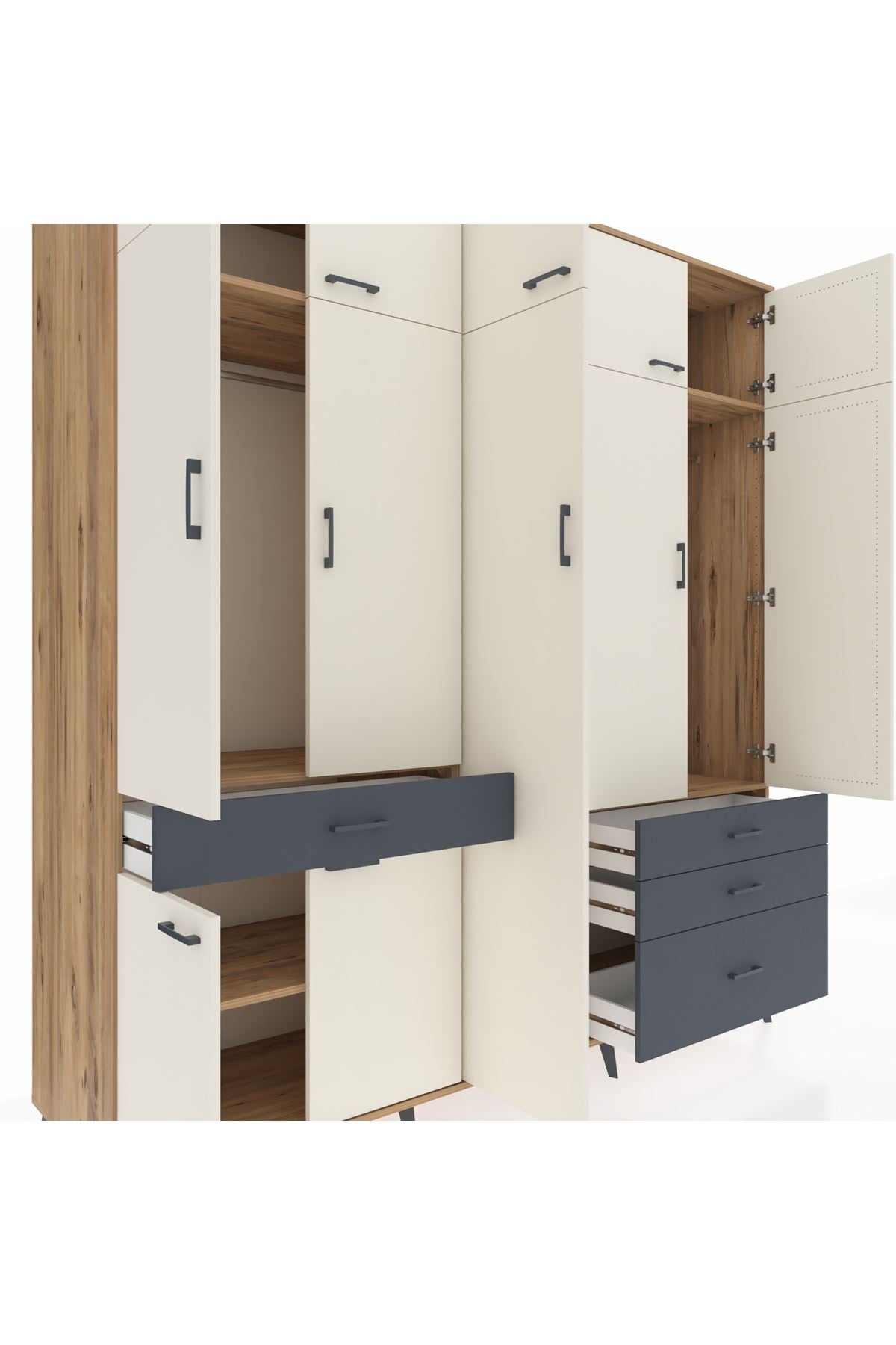 Kronos Dolap 11 Raflı 4 Çekmeceli 2 Askılı 220x59x243 - S784M029V23C