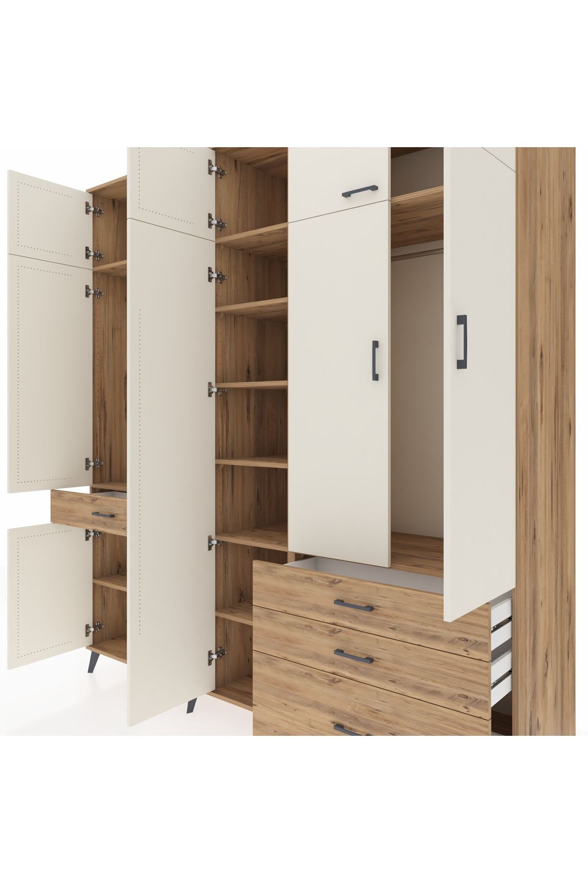 Kronos Dolap 11 Raflı 4 Çekmeceli 2 Askılı 220x59x243 - S784M029V24C