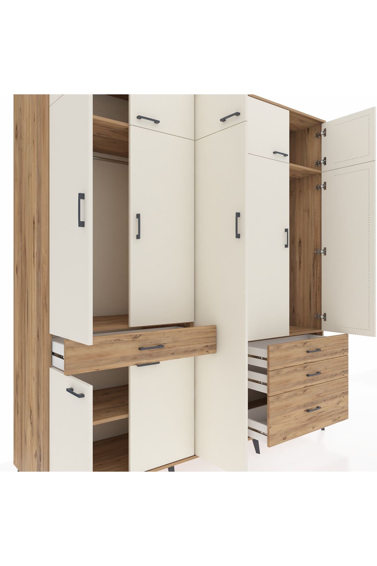 Kronos Dolap 11 Raflı 4 Çekmeceli 2 Askılı 220x59x243 - S784M029V24C