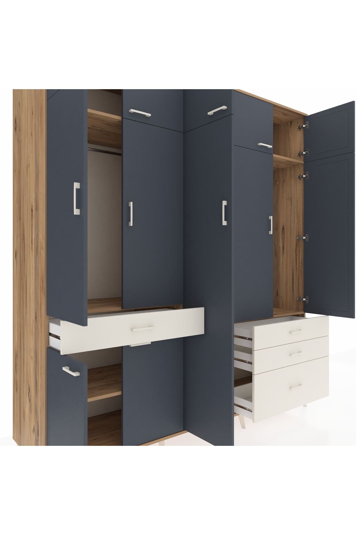 Kronos Dolap 11 Raflı 4 Çekmeceli 2 Askılı 220x59x243 - S784M029V25C