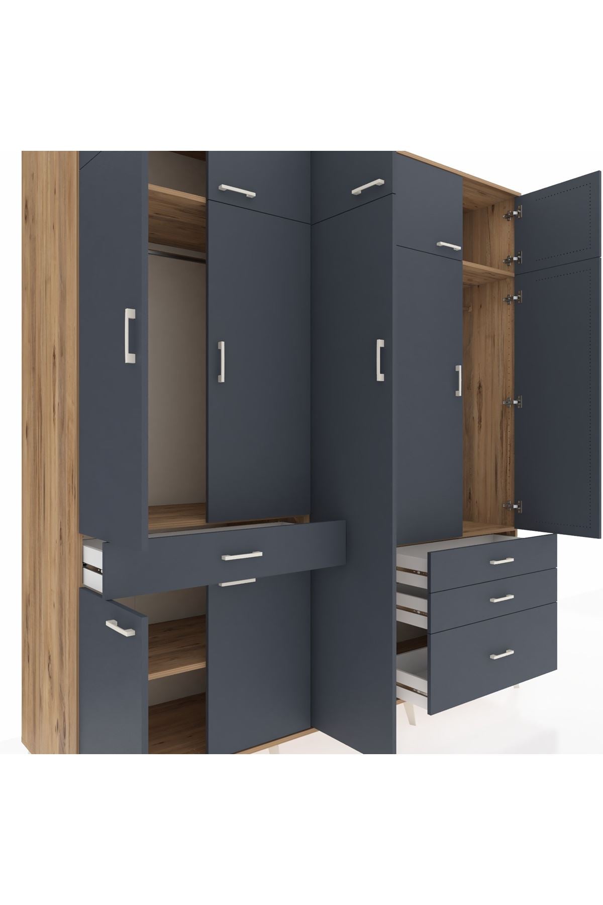 Kronos Dolap 11 Raflı 4 Çekmeceli 2 Askılı 220x59x243 - S784M029V26C