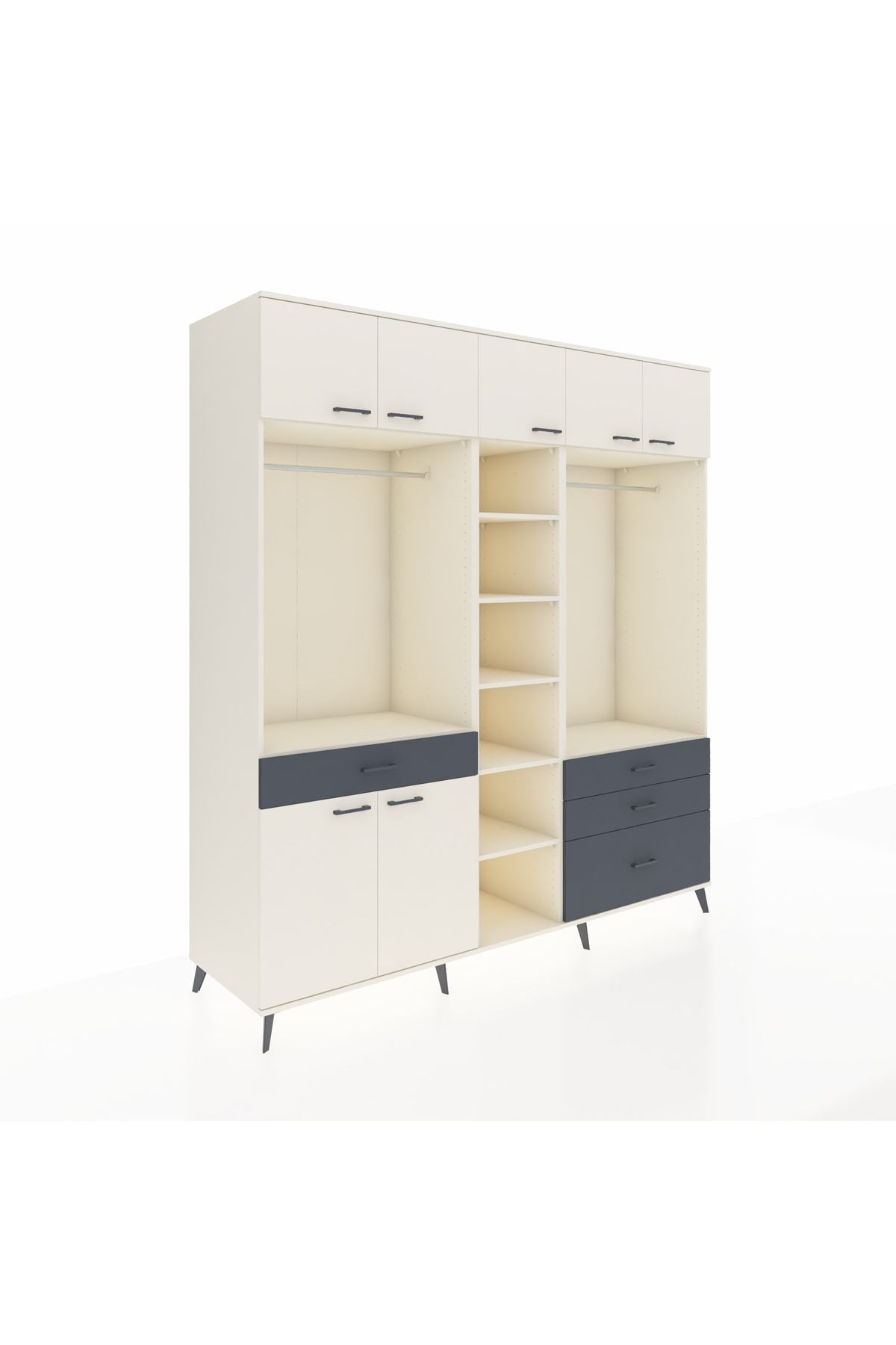 Kronos Dolap 11 Raflı 4 Çekmeceli 2 Askılı 220x59x243 - S784M030V05C