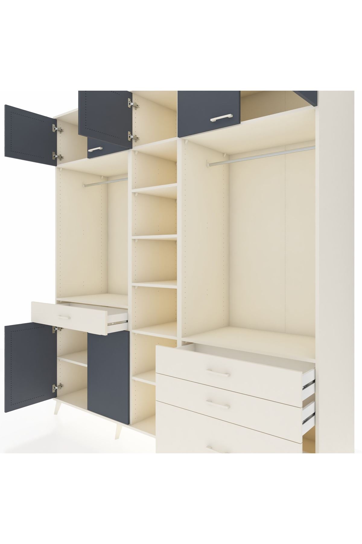 Kronos Dolap 11 Raflı 4 Çekmeceli 2 Askılı 220x59x243 - S784M030V07C