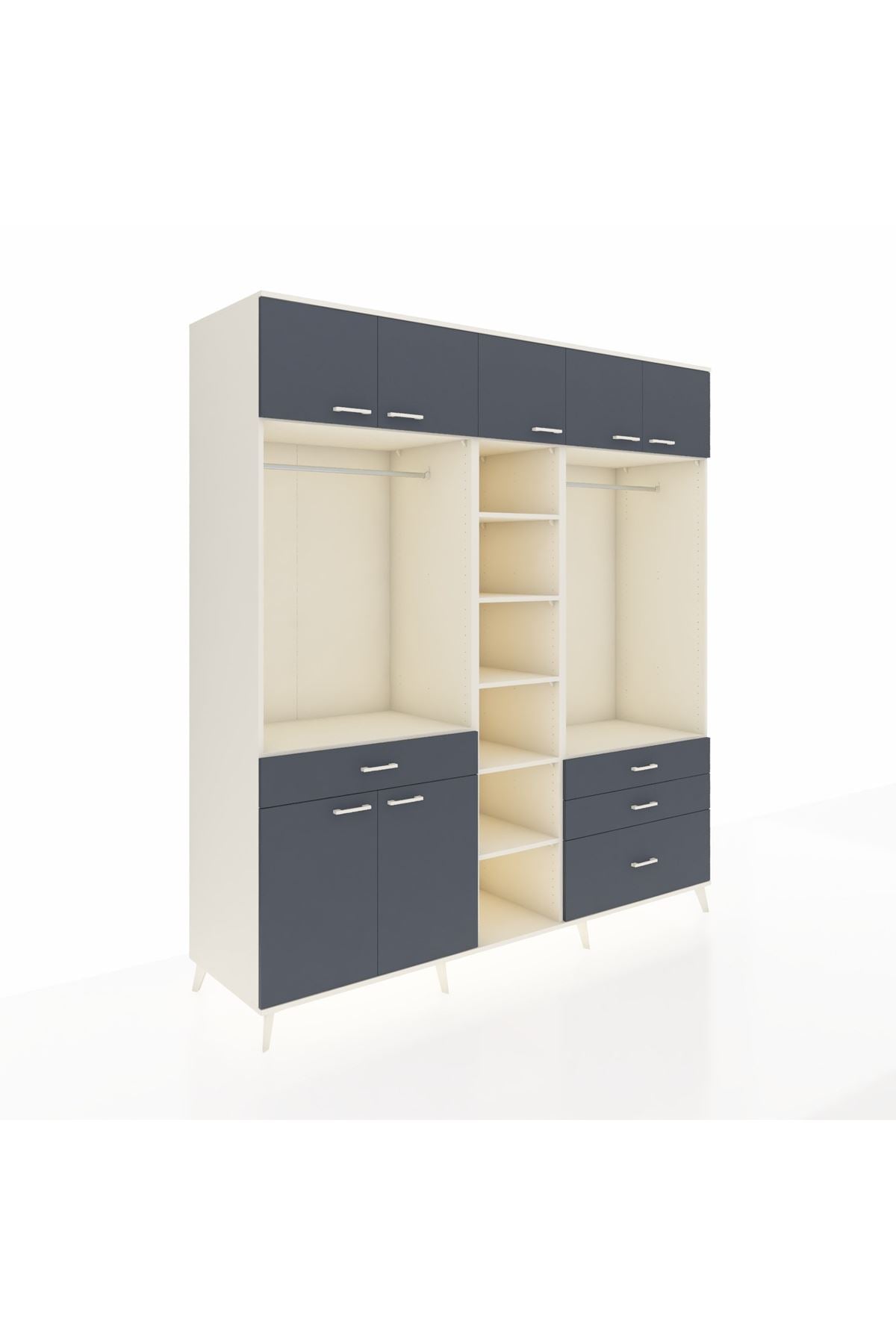 Kronos Dolap 11 Raflı 4 Çekmeceli 2 Askılı 220x59x243 - S784M030V08C