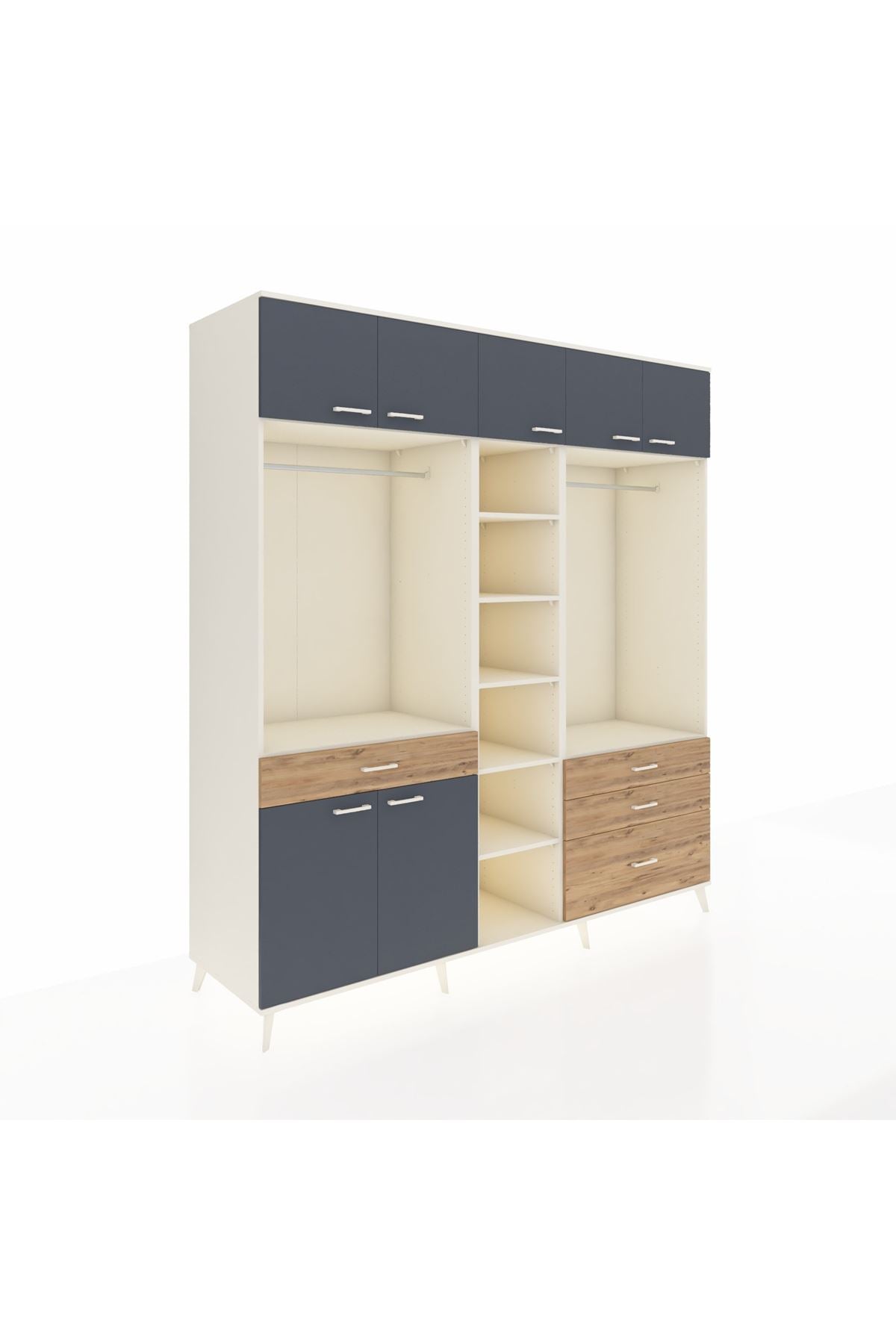 Kronos Dolap 11 Raflı 4 Çekmeceli 2 Askılı 220x59x243 - S784M030V09C