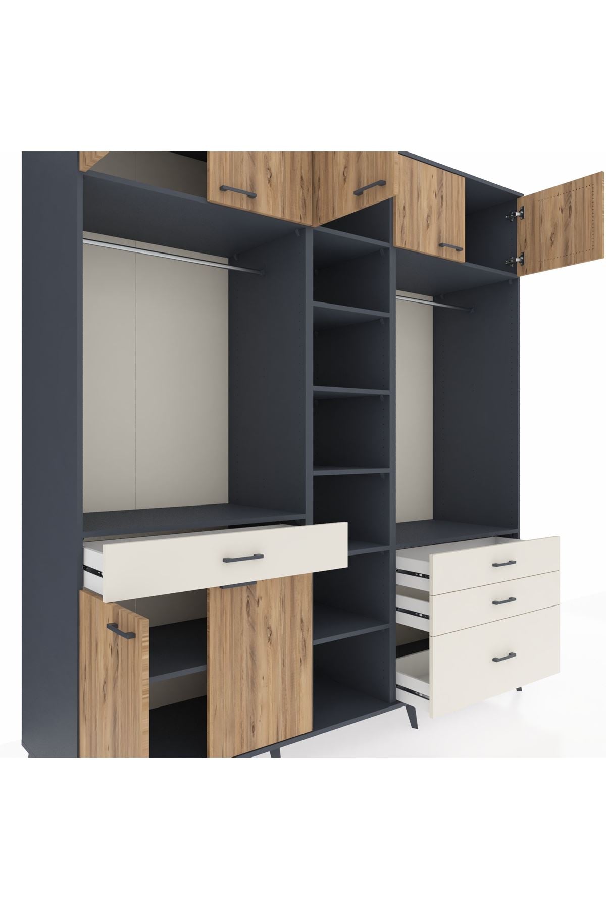 Kronos Dolap 11 Raflı 4 Çekmeceli 2 Askılı 220x59x243 - S784M030V10C