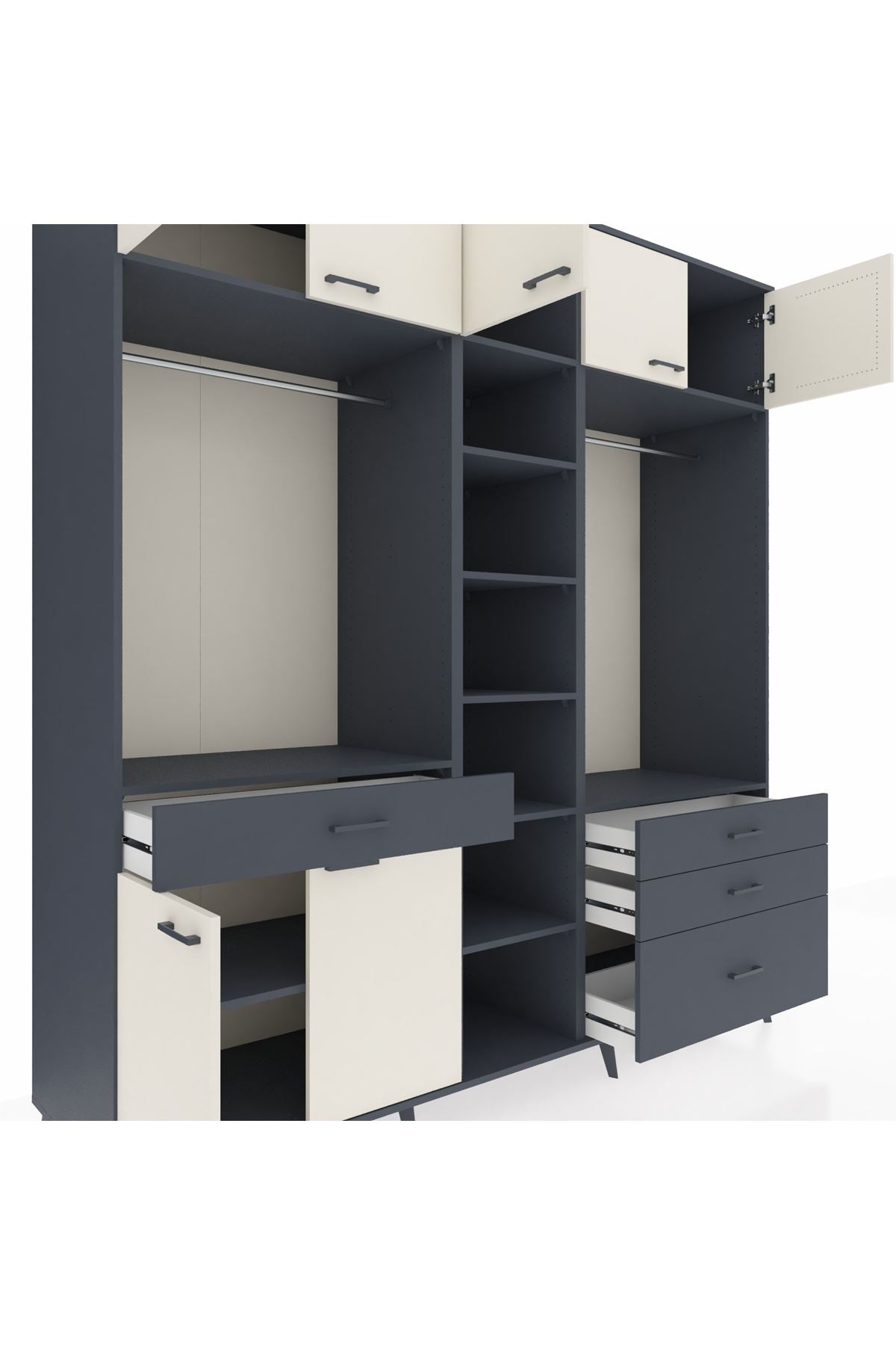 Kronos Dolap 11 Raflı 4 Çekmeceli 2 Askılı 220x59x243 - S784M030V14C