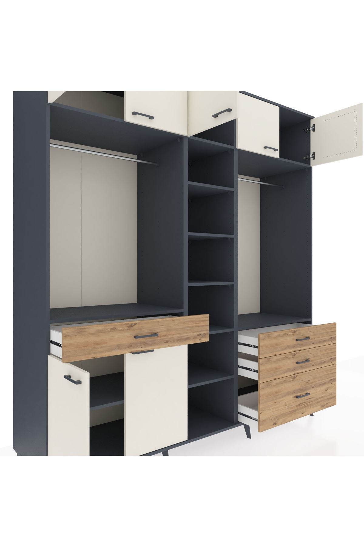 Kronos Dolap 11 Raflı 4 Çekmeceli 2 Askılı 220x59x243 - S784M030V15C