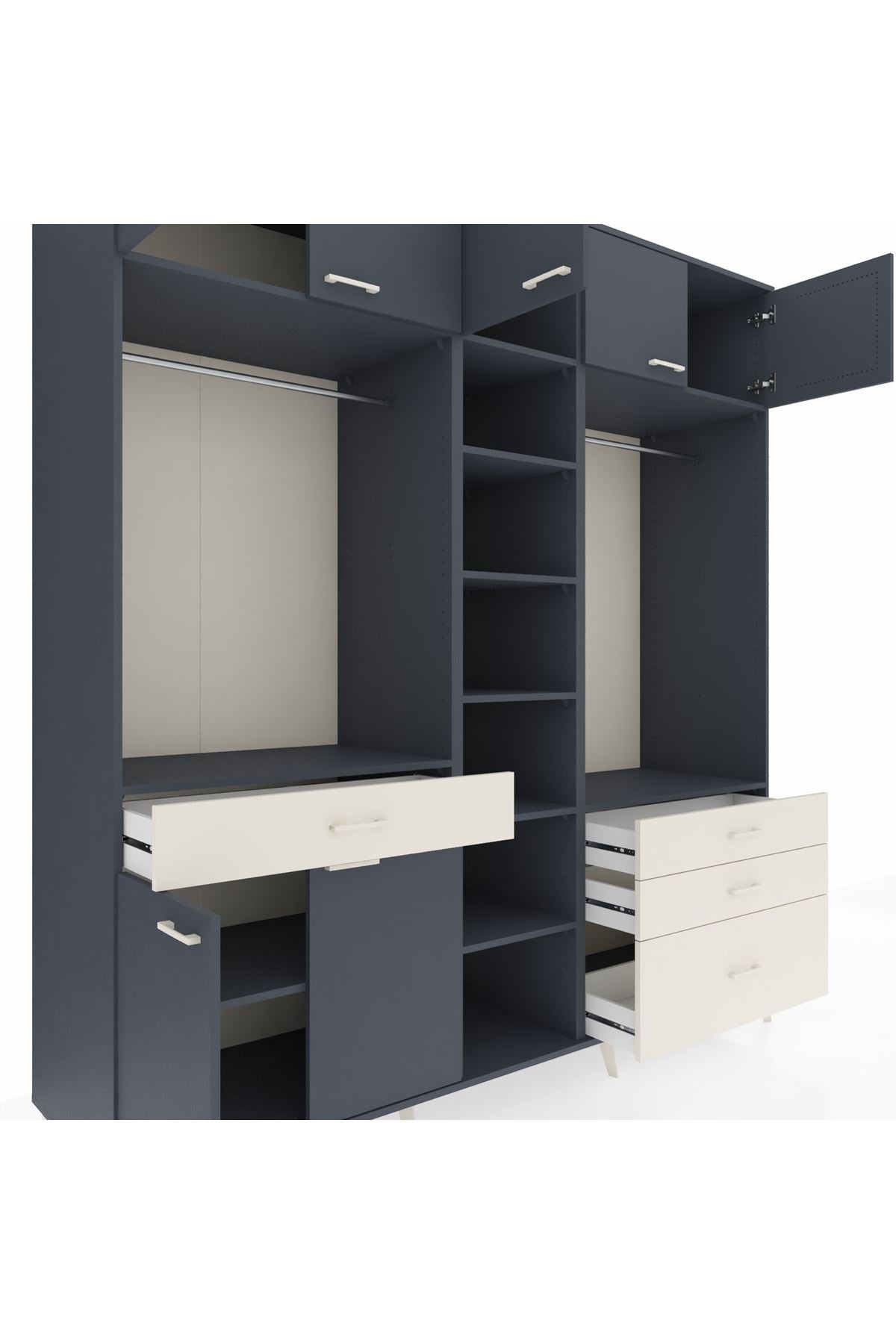 Kronos Dolap 11 Raflı 4 Çekmeceli 2 Askılı 220x59x243 - S784M030V16C