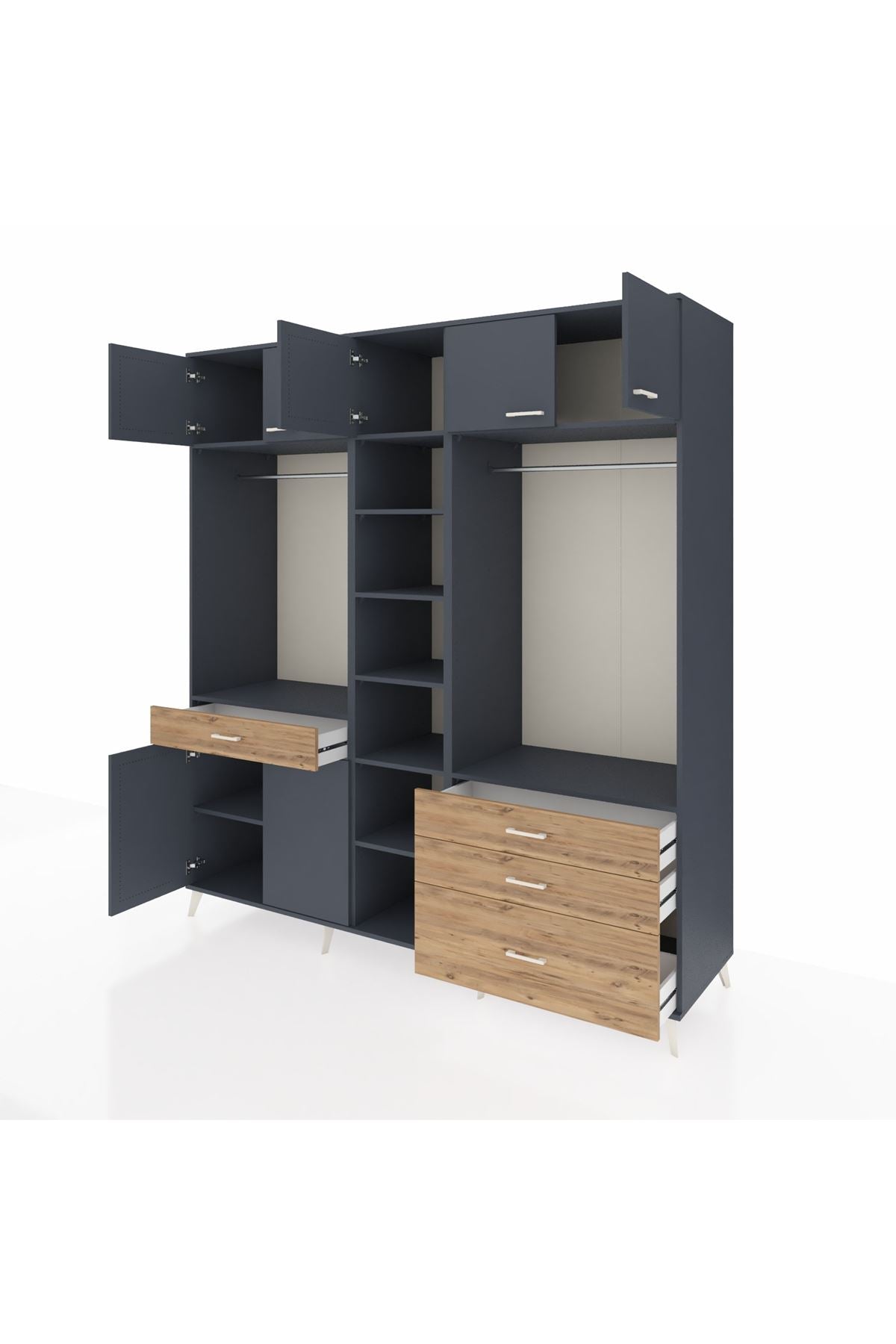 Kronos Dolap 11 Raflı 4 Çekmeceli 2 Askılı 220x59x243 - S784M030V18C