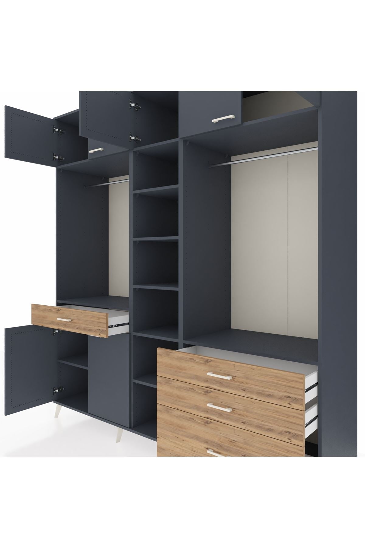 Kronos Dolap 11 Raflı 4 Çekmeceli 2 Askılı 220x59x243 - S784M030V18C