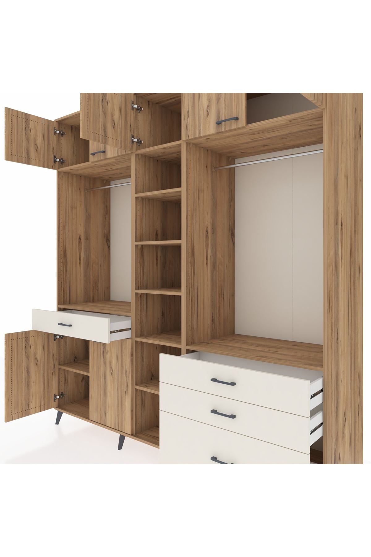 Kronos Dolap 11 Raflı 4 Çekmeceli 2 Askılı 220x59x243 - S784M030V19C