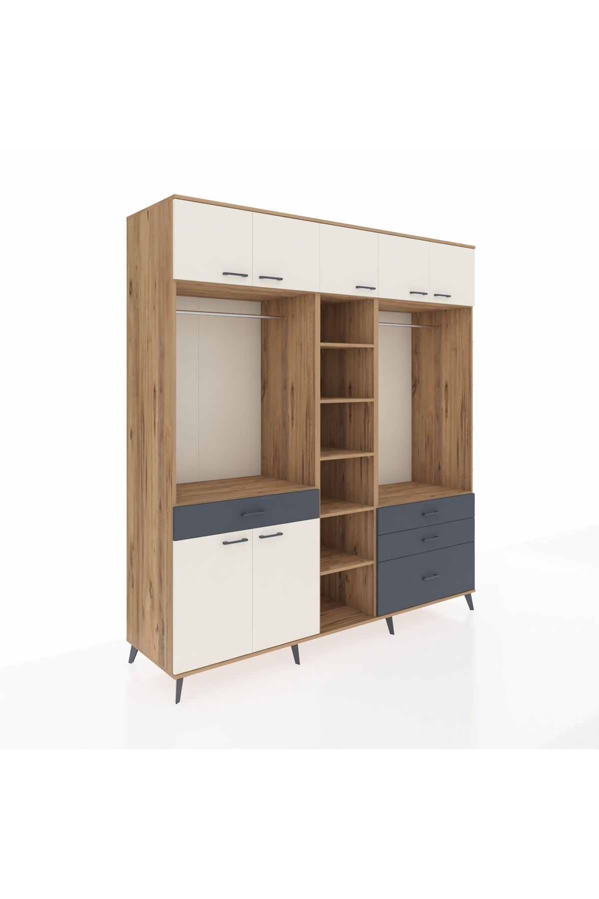 Kronos Dolap 11 Raflı 4 Çekmeceli 2 Askılı 220x59x243 - S784M030V23C