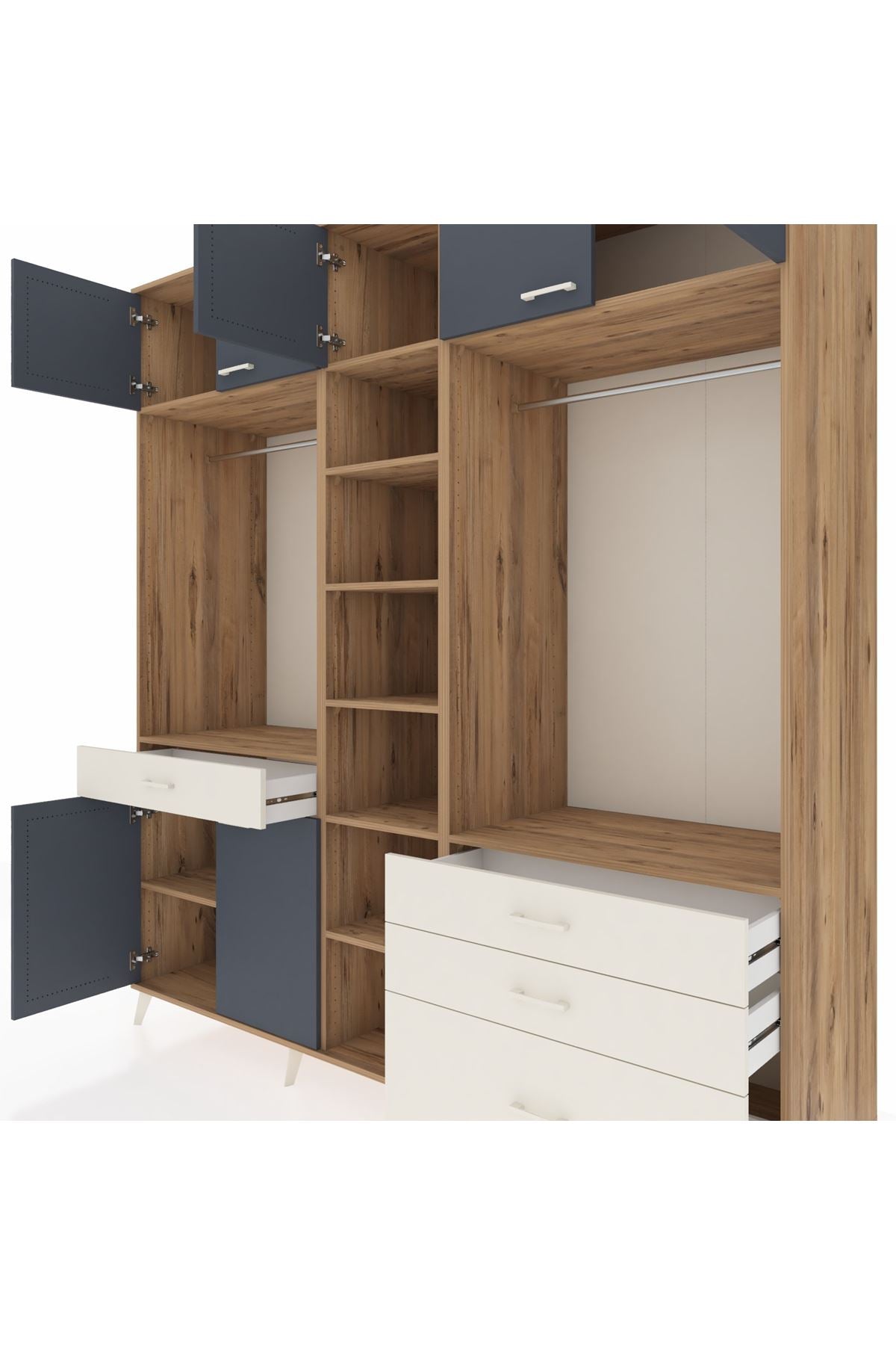 Kronos Dolap 11 Raflı 4 Çekmeceli 2 Askılı 220x59x243 - S784M030V25C