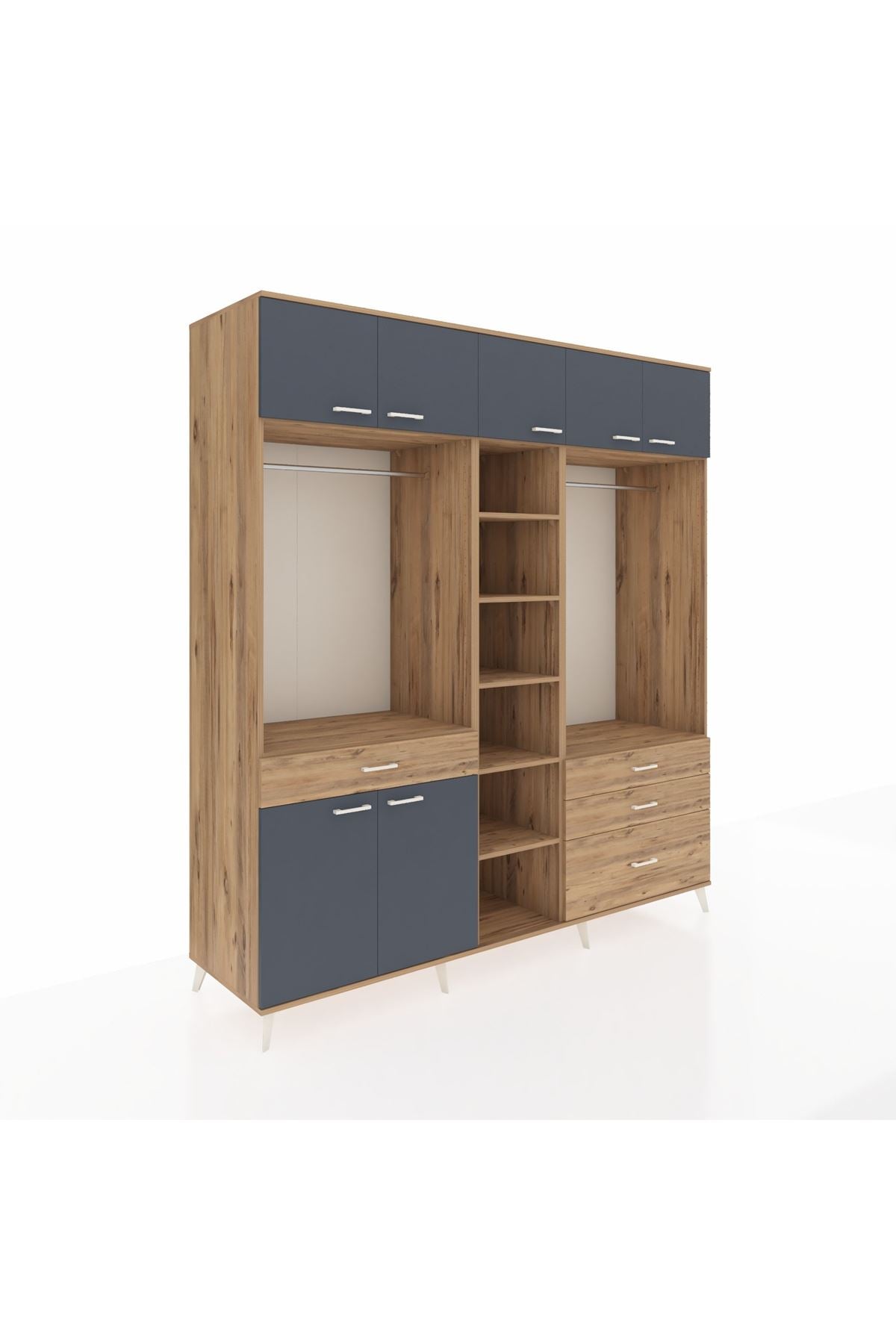 Kronos Dolap 11 Raflı 4 Çekmeceli 2 Askılı 220x59x243 - S784M030V27C