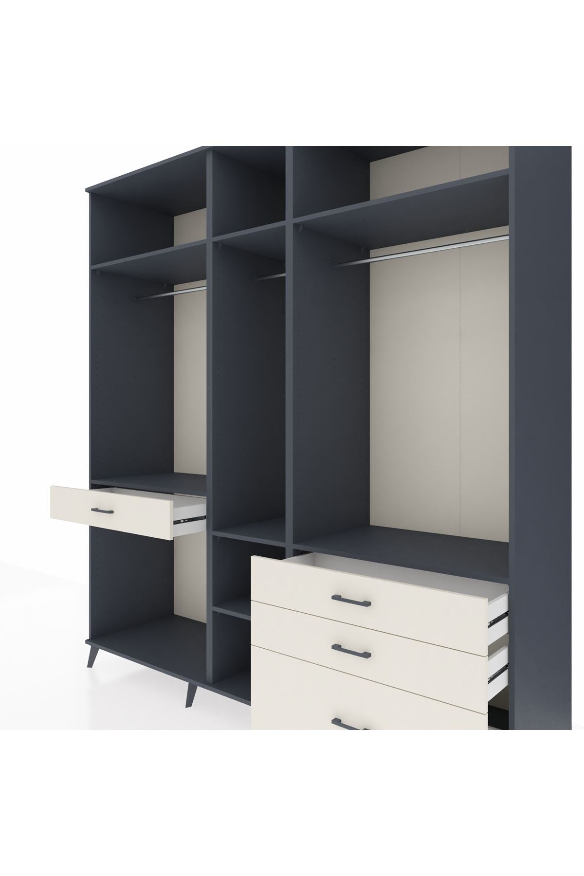 Kronos Dolap 7 Raflı 4 Çekmeceli 3 Askılı 220x59x243 - S784M031V16C