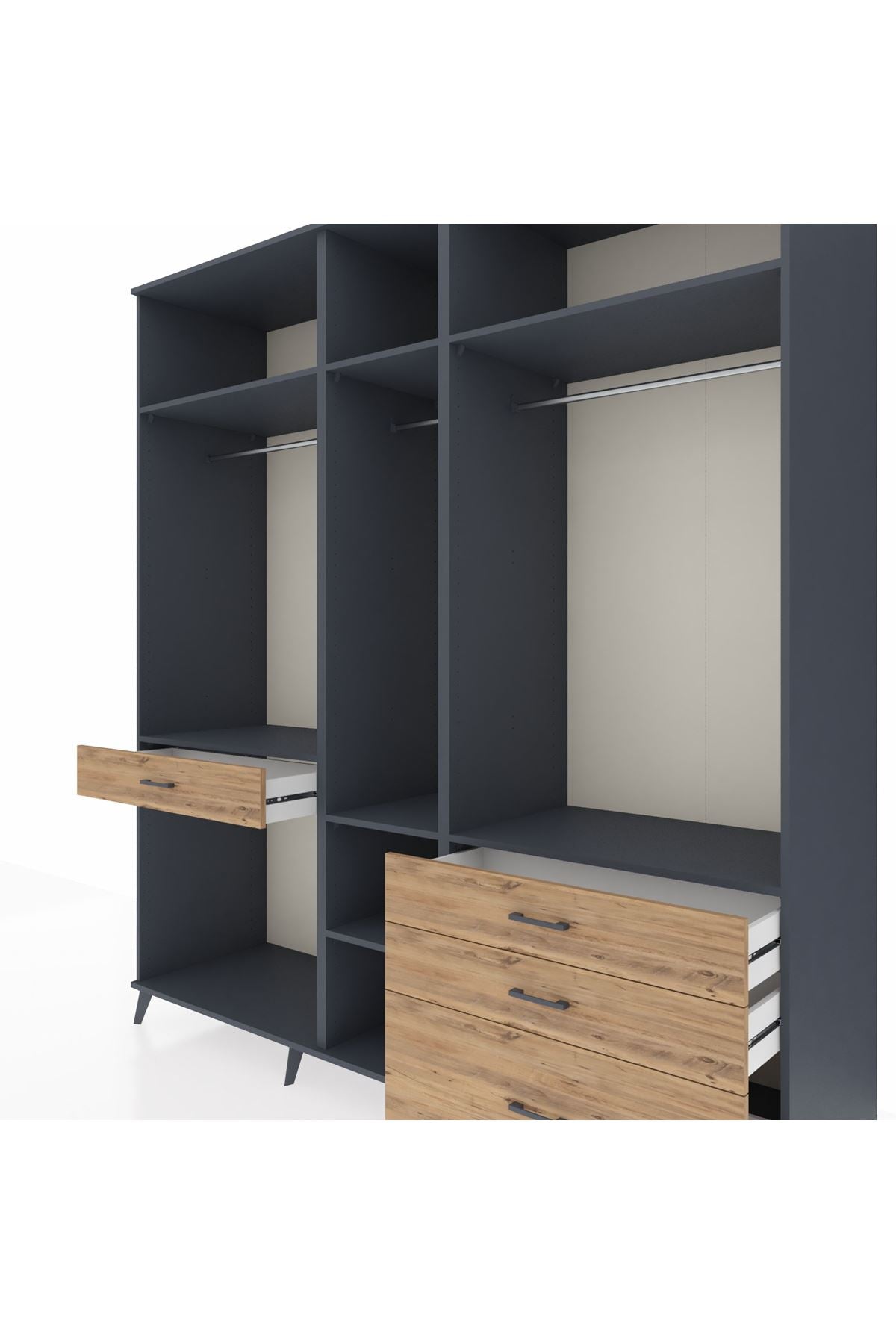 Kronos Dolap 7 Raflı 4 Çekmeceli 3 Askılı 220x59x243 - S784M031V18C