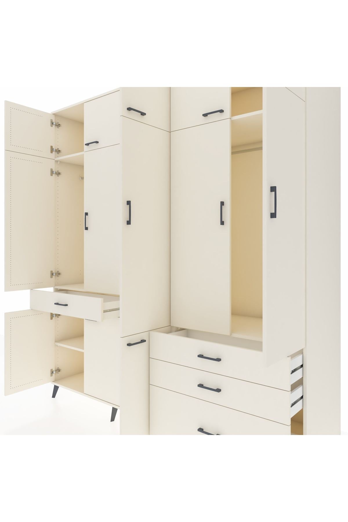 Kronos Dolap 8 Raflı 4 Çekmeceli 3 Askılı 220x59x243 - S784M032V04C