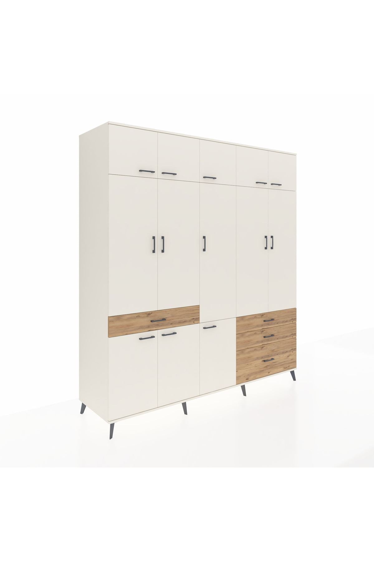 Kronos Dolap 8 Raflı 4 Çekmeceli 3 Askılı 220x59x243 - S784M032V06C