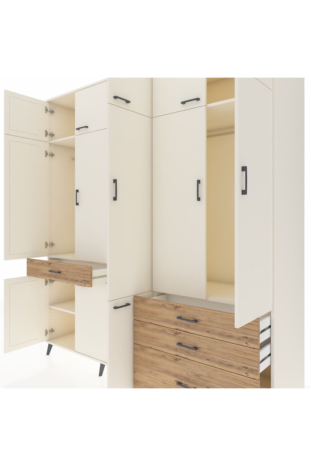 Kronos Dolap 8 Raflı 4 Çekmeceli 3 Askılı 220x59x243 - S784M032V06C