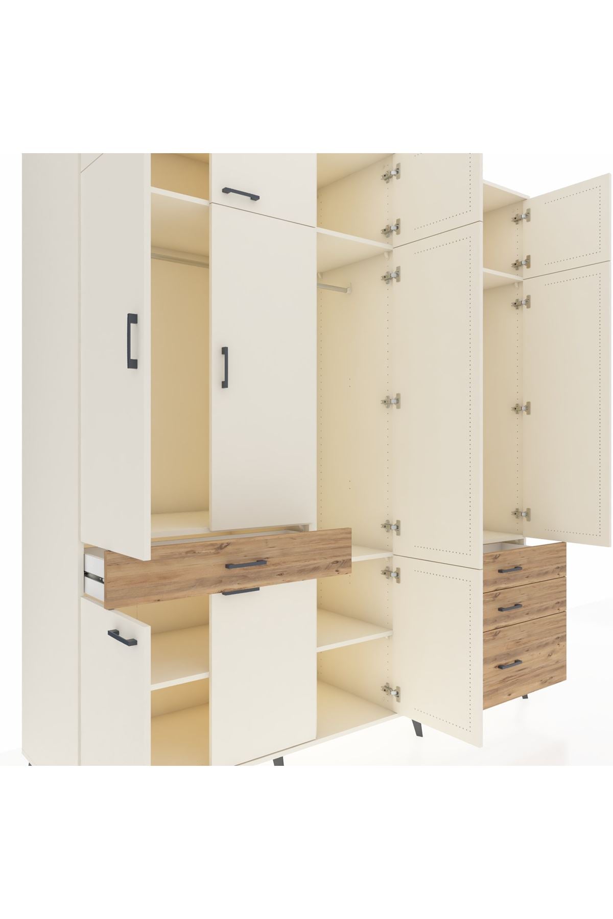 Kronos Dolap 8 Raflı 4 Çekmeceli 3 Askılı 220x59x243 - S784M032V06C