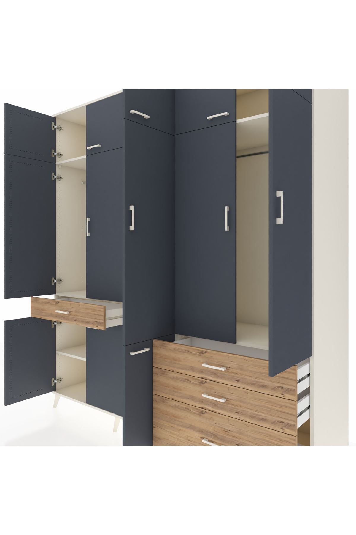 Kronos Dolap 8 Raflı 4 Çekmeceli 3 Askılı 220x59x243 - S784M032V09C