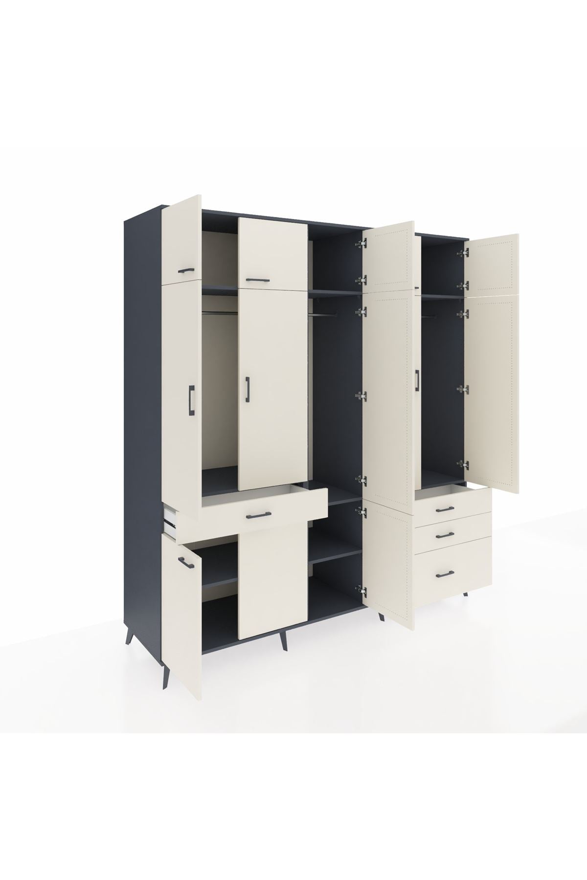 Kronos Dolap 8 Raflı 4 Çekmeceli 3 Askılı 220x59x243 - S784M032V13C
