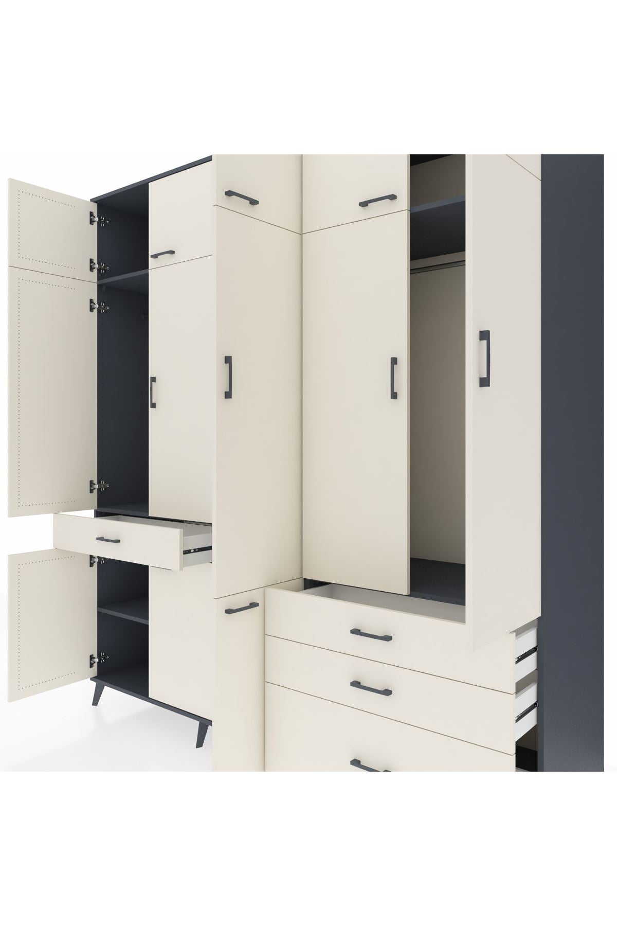 Kronos Dolap 8 Raflı 4 Çekmeceli 3 Askılı 220x59x243 - S784M032V13C