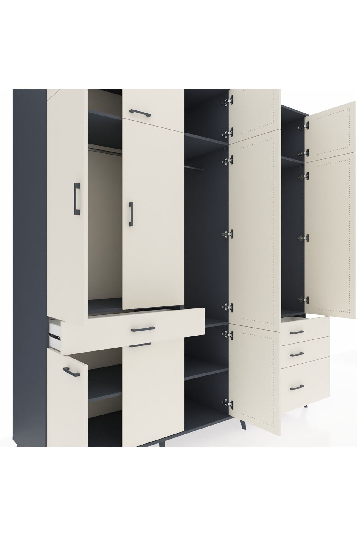 Kronos Dolap 8 Raflı 4 Çekmeceli 3 Askılı 220x59x243 - S784M032V13C