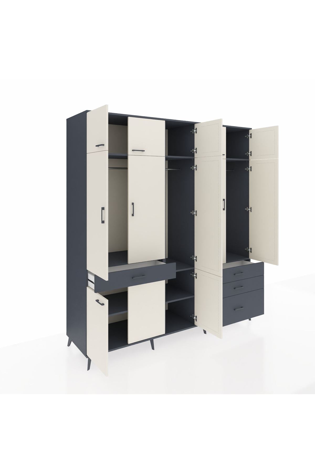 Kronos Dolap 8 Raflı 4 Çekmeceli 3 Askılı 220x59x243 - S784M032V14C