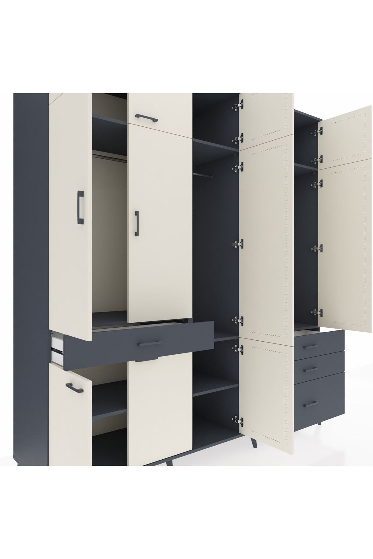 Kronos Dolap 8 Raflı 4 Çekmeceli 3 Askılı 220x59x243 - S784M032V14C