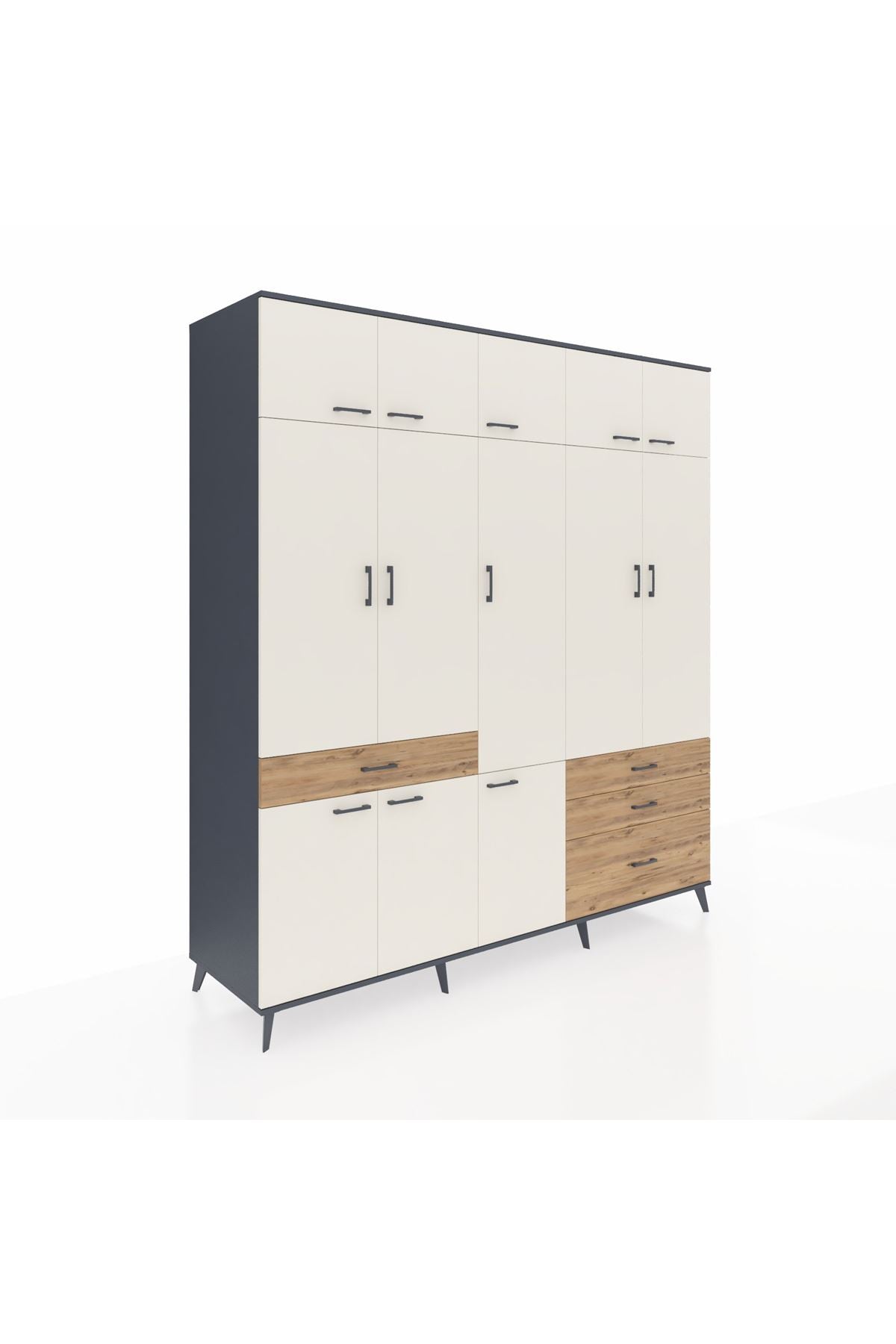 Kronos Dolap 8 Raflı 4 Çekmeceli 3 Askılı 220x59x243 - S784M032V15C