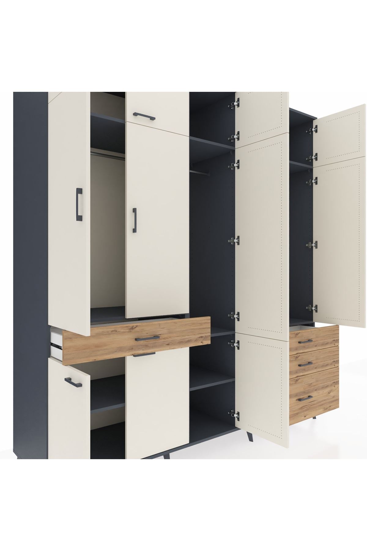 Kronos Dolap 8 Raflı 4 Çekmeceli 3 Askılı 220x59x243 - S784M032V15C