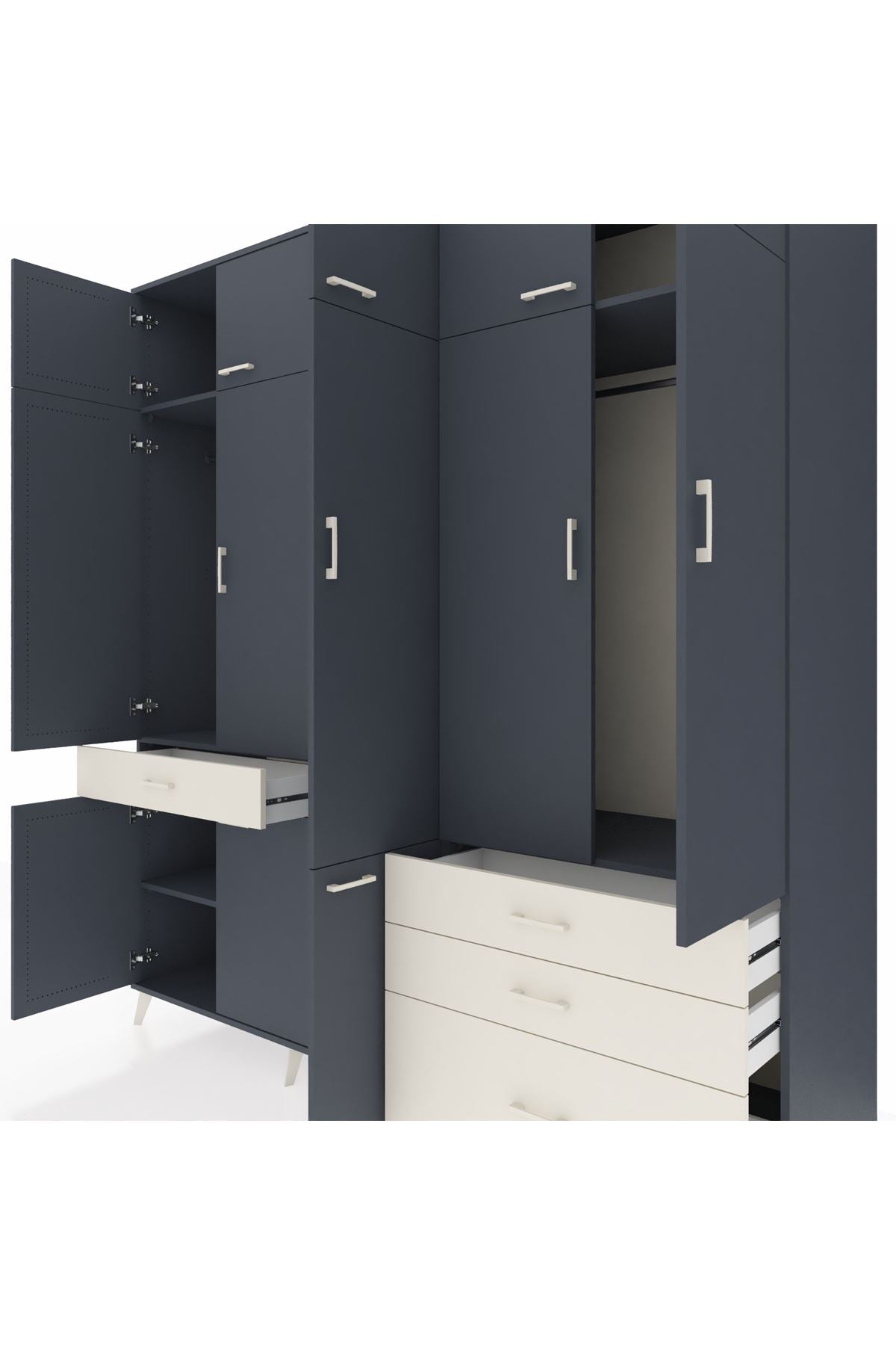 Kronos Dolap 8 Raflı 4 Çekmeceli 3 Askılı 220x59x243 - S784M032V16C
