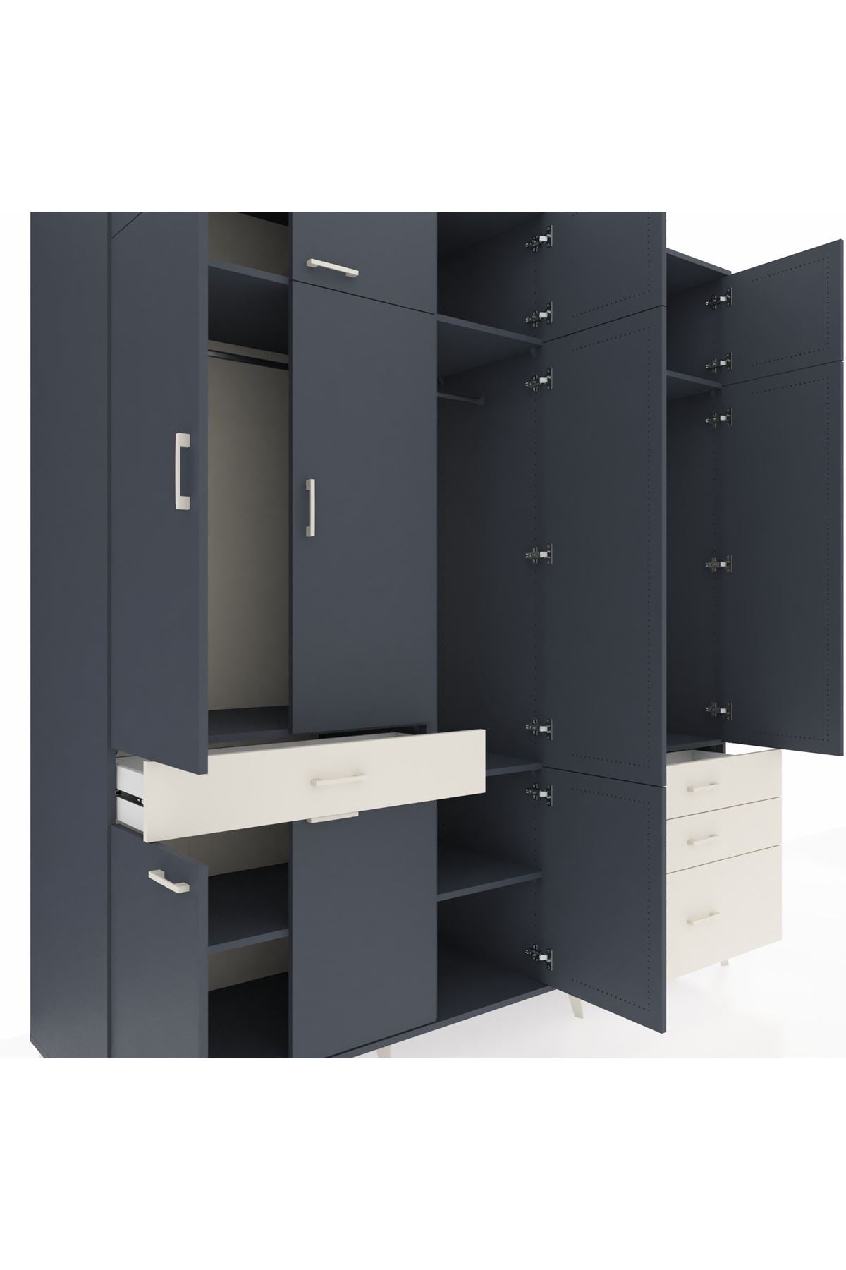 Kronos Dolap 8 Raflı 4 Çekmeceli 3 Askılı 220x59x243 - S784M032V16C