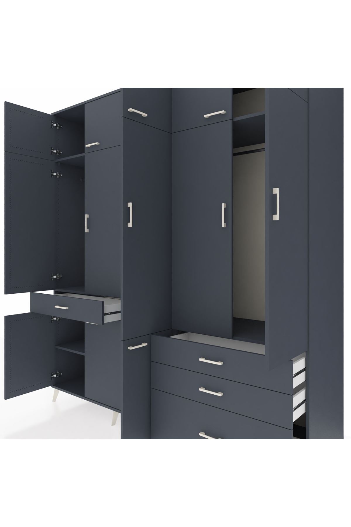 Kronos Dolap 8 Raflı 4 Çekmeceli 3 Askılı 220x59x243 - S784M032V17C