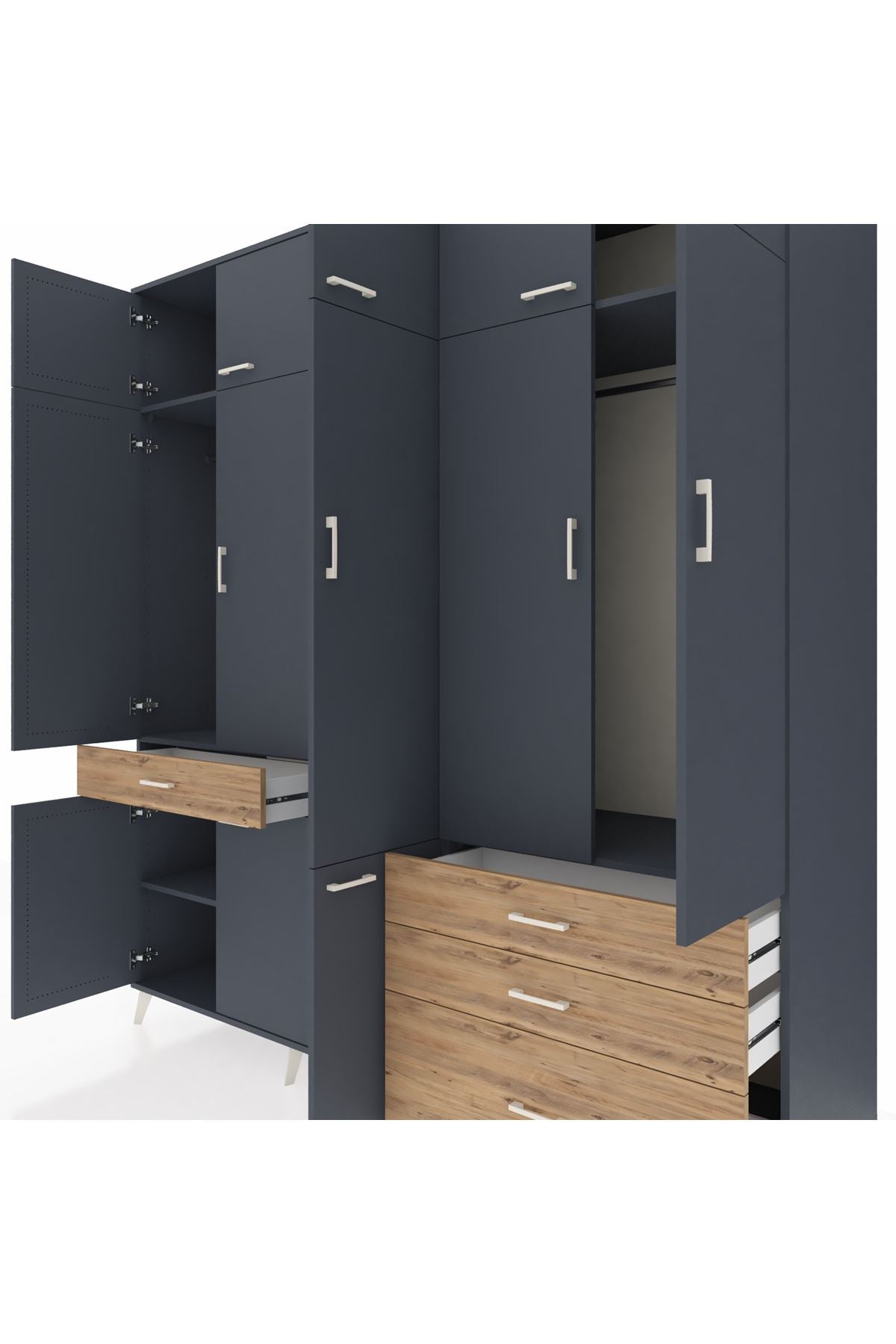 Kronos Dolap 8 Raflı 4 Çekmeceli 3 Askılı 220x59x243 - S784M032V18C