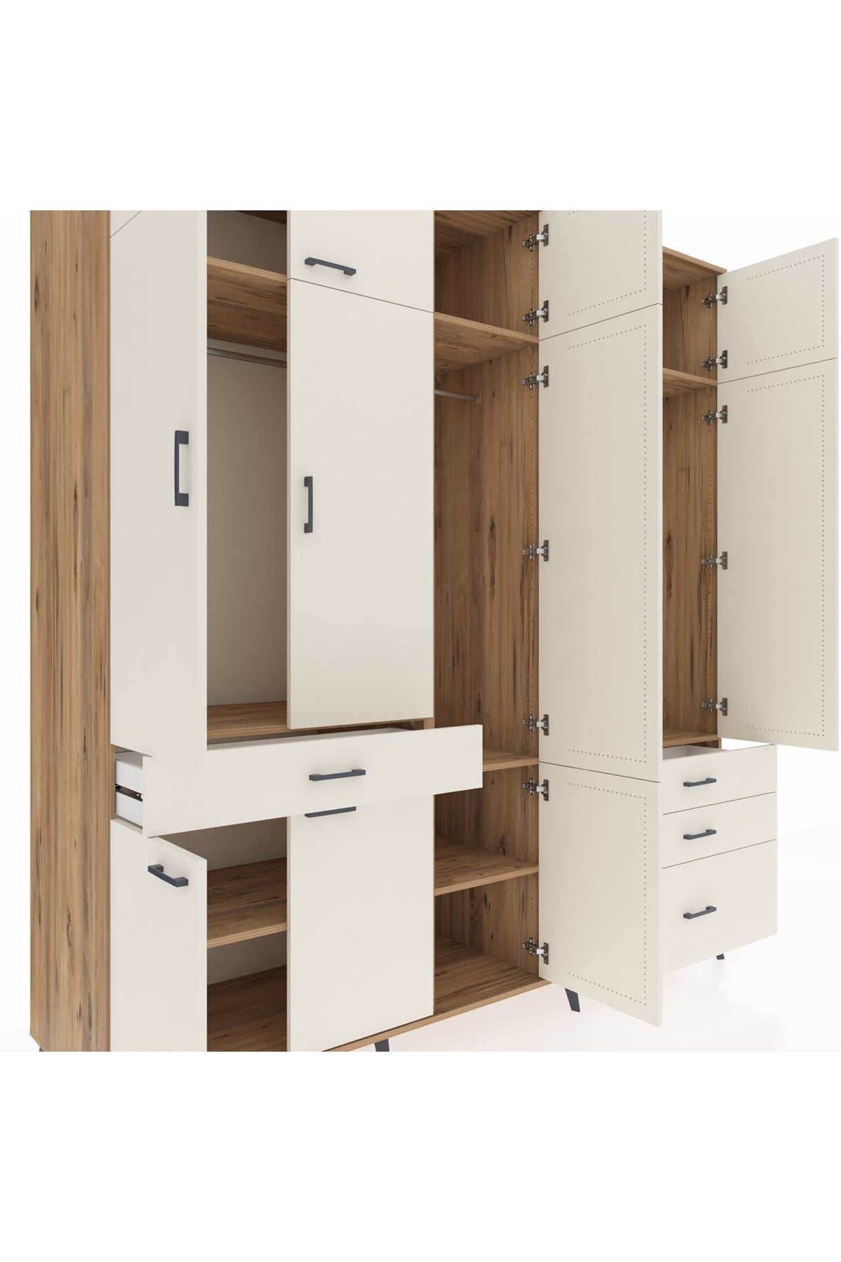 Kronos Dolap 8 Raflı 4 Çekmeceli 3 Askılı 220x59x243 - S784M032V22C