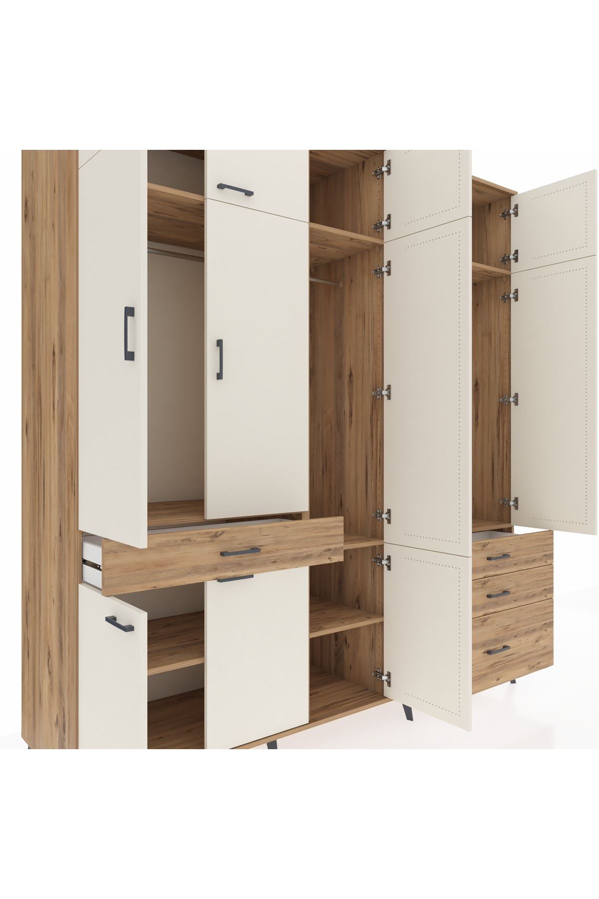 Kronos Dolap 8 Raflı 4 Çekmeceli 3 Askılı 220x59x243 - S784M032V24C